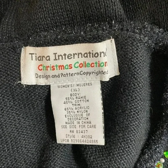 Vintage Tiara International XL colorful black Christmas sweater - Picture 6 of 6